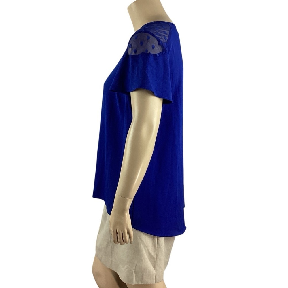 Torrid 2X Blue Sheer Dot Neck Blouse - Picture 4 of 7